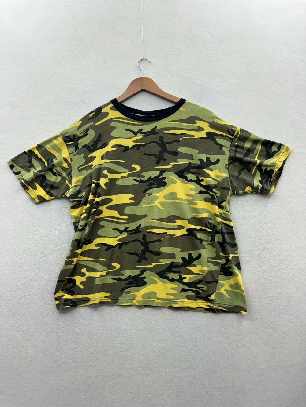 Vintage Rothco Mens XL Shirt Green Yellow Camo Woodland Made USA